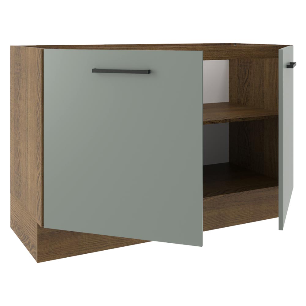 Gabinete Bajo 120 cm 2 Puertas Sin Encimera Marrón/Gris Agata Madesa