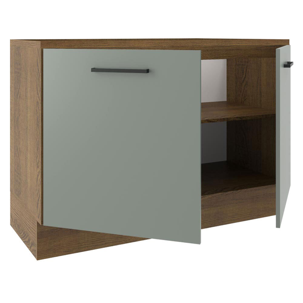 Mueble de Cocina para Fregadero 120 x 60 cm 2 Puertas (Con Encimera) Agata Marrón/Gris