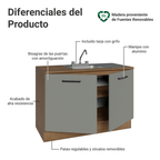 Gabinete Bajo para Fregadero con Accesorios de Cocina 120 cm 2 Puertas Marrón/Gris Agata Madesa