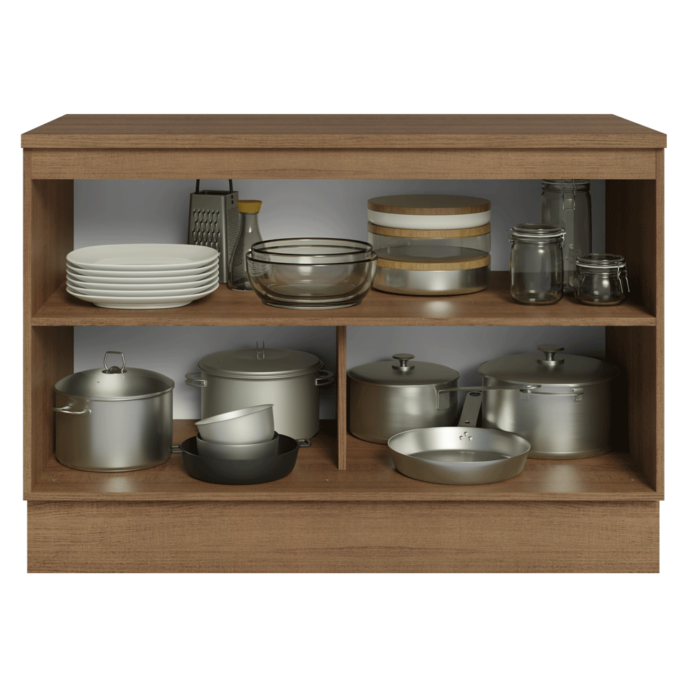 Gabinete Bajo de Cocina 120 x 60 cm 2 Puertas (Con Encimera) Marrón/Gris Vik Madesa