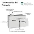 Gabinete Bajo para Fregadero con Accesorios de Cocina 120 cm 1 Puerta 2 Cajones Blanco Agata Madesa
