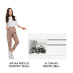 Gabinete Bajo 120 cm 1 Puerta 2 Cajones Sin Encimera Blanco Glamy Madesa