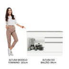 Gabinete Bajo 120 cm 1 Puerta 2 Cajones Blanco Glamy Madesa