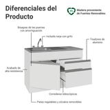 Gabinete Bajo para Fregadero con Accesorios de Cocina 120 x 60 cm 1 Puerta 2 Cajones (Con Encimera) Glamy Blanco