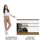 Gabinete Bajo 120 cm 1 Puerta 2 Cajones Marrón/Blanco Glamy Madesa