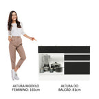 Gabinete Bajo 120 cm 1 Puerta 2 Cajones Sin Encimera Blanco/Negro Glamy Madesa