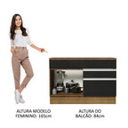 Gabinete Bajo 120 cm 1 Puerta 2 Cajones Marrón/Negro Glamy Madesa