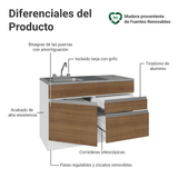 Gabinete Bajo para Fregadero con Accesorios de Cocina 120 x 60 cm 1 Puerta 2 Cajones (Con Encimera) Glamy Blanco/Marrón