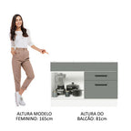 Gabinete Bajo 120 cm 1 Puerta 2 Cajones Sin Encimera Blanco/Gris Agata Madesa