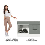 Gabinete Bajo para Tarja 120 x 60 cm 1 Puerta 2 Cajones (Con Encimera) Agata Blanco/Gris