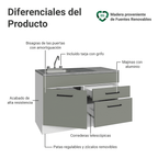 Gabinete Bajo para Fregadero con Accesorios de Cocina 120 cm 1 Puerta 2 Cajones Blanco/Gris Agata Madesa