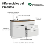 Mueble de Cocina con Fregadero 120 cm 1 Puerta y 2 Cajones Blanco/Marrón Agata