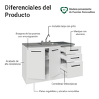 Gabinete Bajo para Fregadero con Accesorios de Cocina 120 cm 2 Puertas 3 Cajones Blanco Agata Madesa