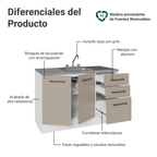 Gabinete Bajo para Fregadero con Accesorios de Cocina 120 cm 2 Puertas 3 Cajones Blanco/Crema Agata Madesa