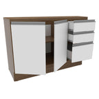 Gabinete Bajo 120 cm 2 Puertas 3 Cajones Marrón/Blanco Glamy Madesa