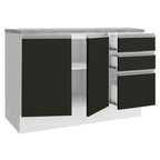 Gabinete Bajo 120 cm 2 Puertas 3 Cajones Blanco/Negro Glamy Madesa