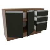 Gabinete Bajo para Tarja 120 x 60 cm 2 Puerta 3 Cajones (Con Encimera) Glamy Marrón/Negro
