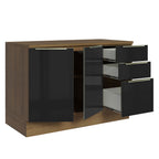 Gabinete Bajo 120 cm 2 Puertas 3 Cajones Marrón/Negro Lux Madesa