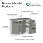 Gabinete Bajo para Fregadero con Accesorios de Cocina 120 cm 2 Puertas 3 Cajones Blanco/Gris Agata Madesa