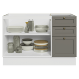 Gabinete Bajo para Fregadero 120 x 60 cm 2 Puertas 3 Cajones (Sin encimera) Blanco/Gris Vik Madesa