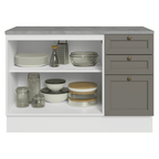 Gabinete Bajo 120 cm 2 Puertas 3 Cajones Blanco/Gris Vik Madesa