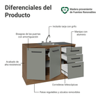 Gabinete Bajo para Fregadero con Accesorios de Cocina 120 cm 2 Puertas 3 Cajones Marrón/Gris Agata Madesa