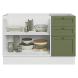 Gabinete Bajo para Fregadero 120 x 60 cm 2 Puertas 3 Cajones (Sin encimera) Blanco/Verde Vik Madesa