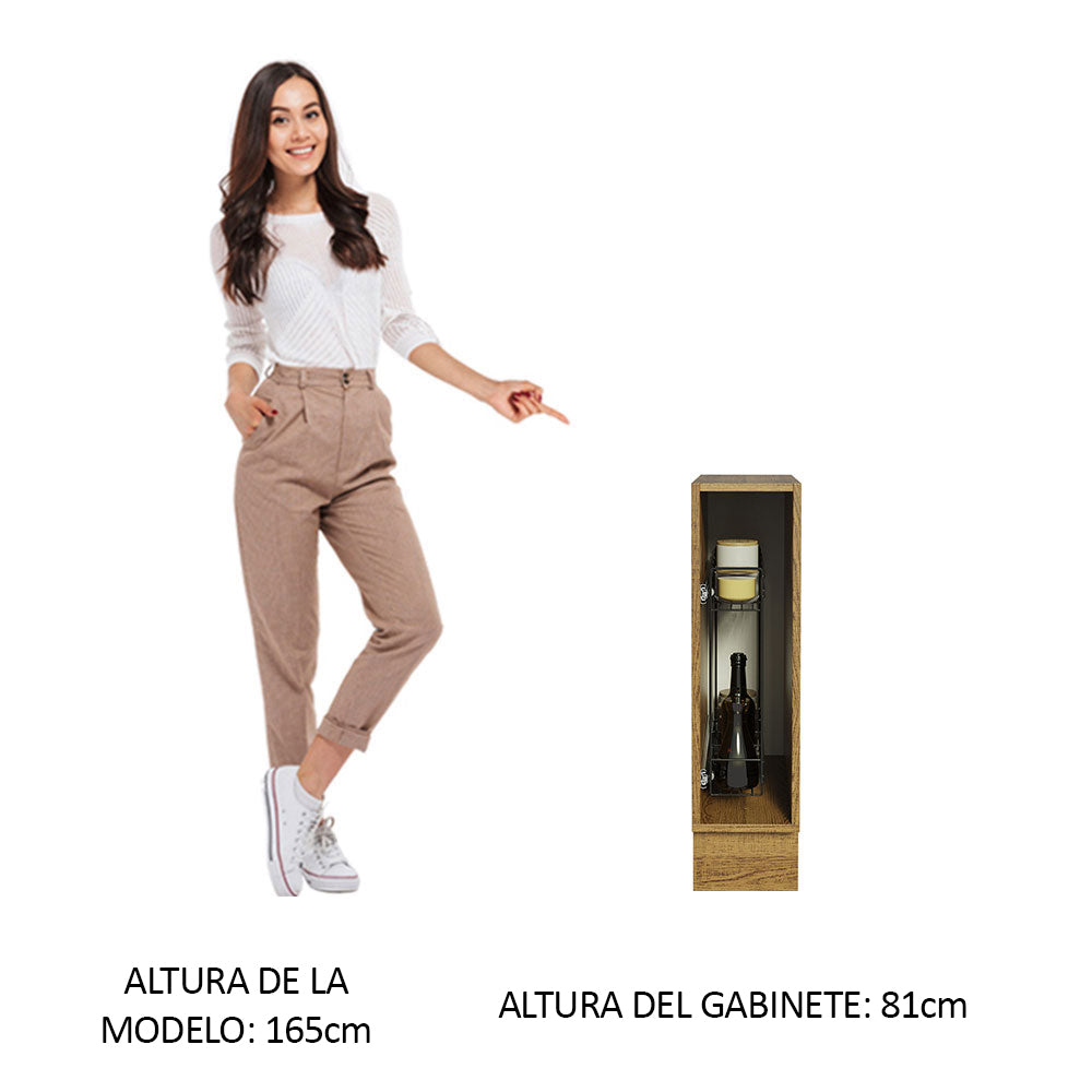 Gabinete Especiero para Cocina 20 x 60 cm (Sin Encimera) Lux, Glamy y Agata Marrón