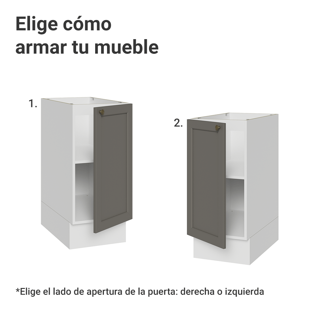 Gabinete Bajo de Cocina 35 x 60 cm 1 Puerta (Sin encimera) Blanco/Gris Vik Madesa