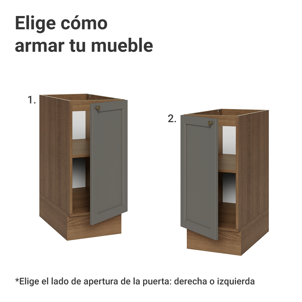 Gabinete Bajo de Cocina 35 x 60 cm 1 Puerta (Sin encimera) Marrón/Gris Vik Madesa