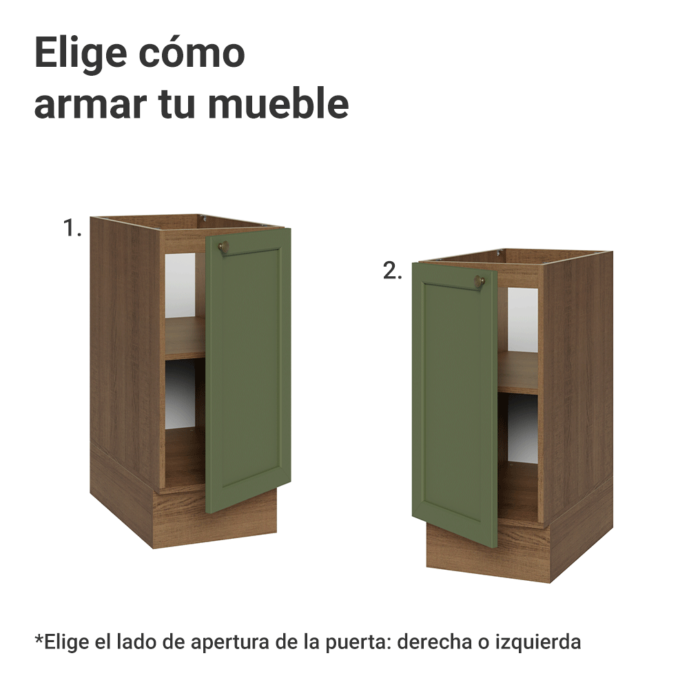 Gabinete Bajo de Cocina 35 x 60 cm 1 Puerta (Sin encimera) Marrón/Verde Vik Madesa
