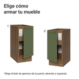 Gabinete Bajo de Cocina 35 x 60 cm 1 Puerta (Sin encimera) Marrón/Verde Vik Madesa