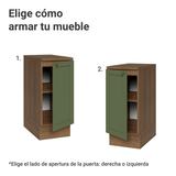 Gabinete Bajo de Cocina 35 x 60 cm 1 Puerta (Con Encimera) Marrón/Verde Vik Madesa