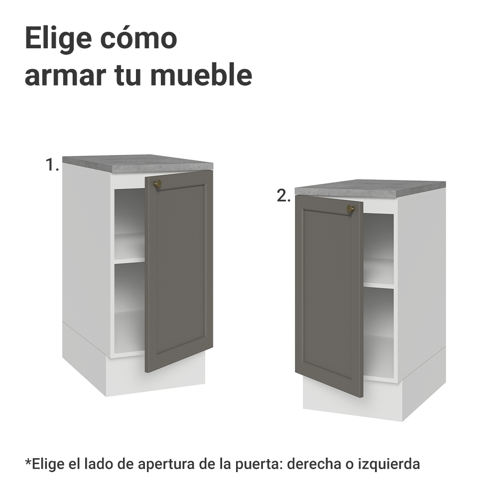 Gabinete Bajo de Cocina 40 x 60 cm 1 Puerta (Con Encimera) Blanco/Gris Vik Madesa