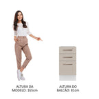 Gabinete Bajo 40 cm 3 Cajones Sin Encimera Blanco/Crema Agata Madesa