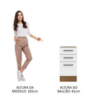 Gabinete Bajo 40 cm 3 Cajones Sin Encimera Marrón/Blanco Agata Madesa