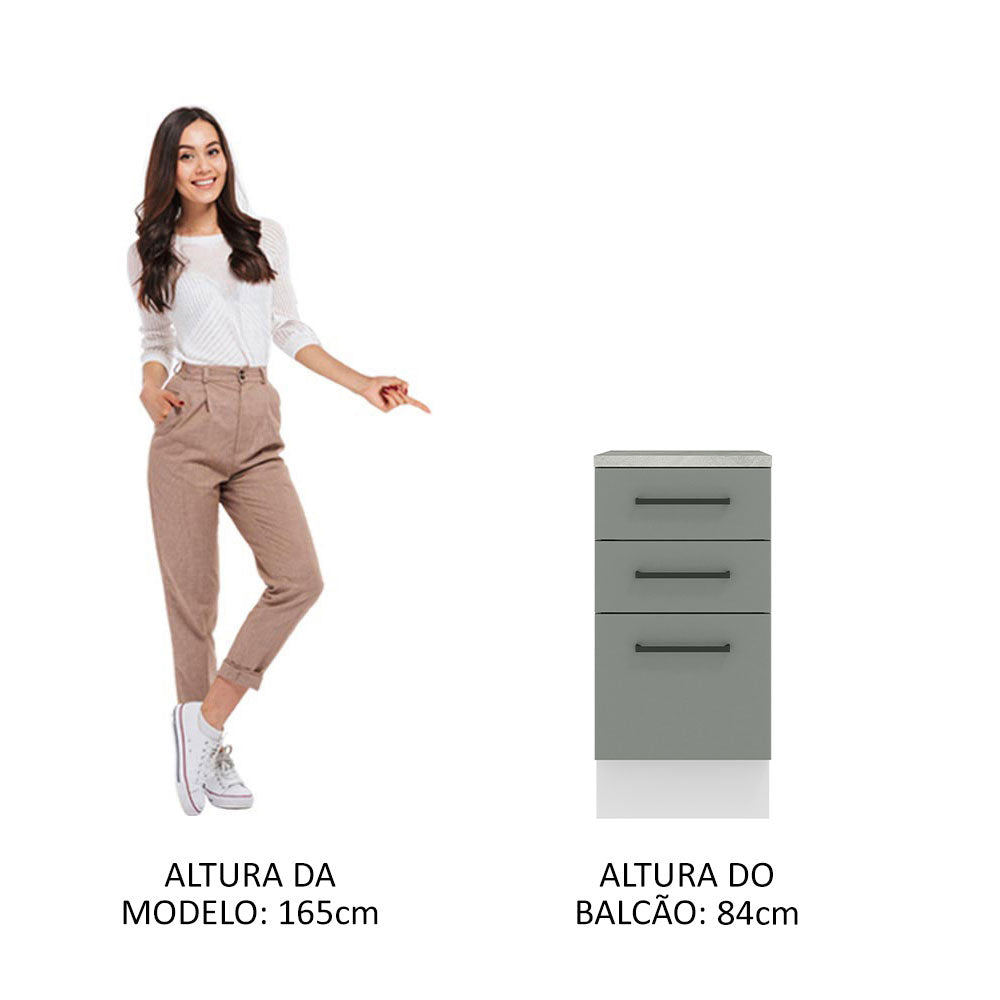 Gabinete Bajo 40 cm 3 Cajones Blanco/Gris Agata Madesa