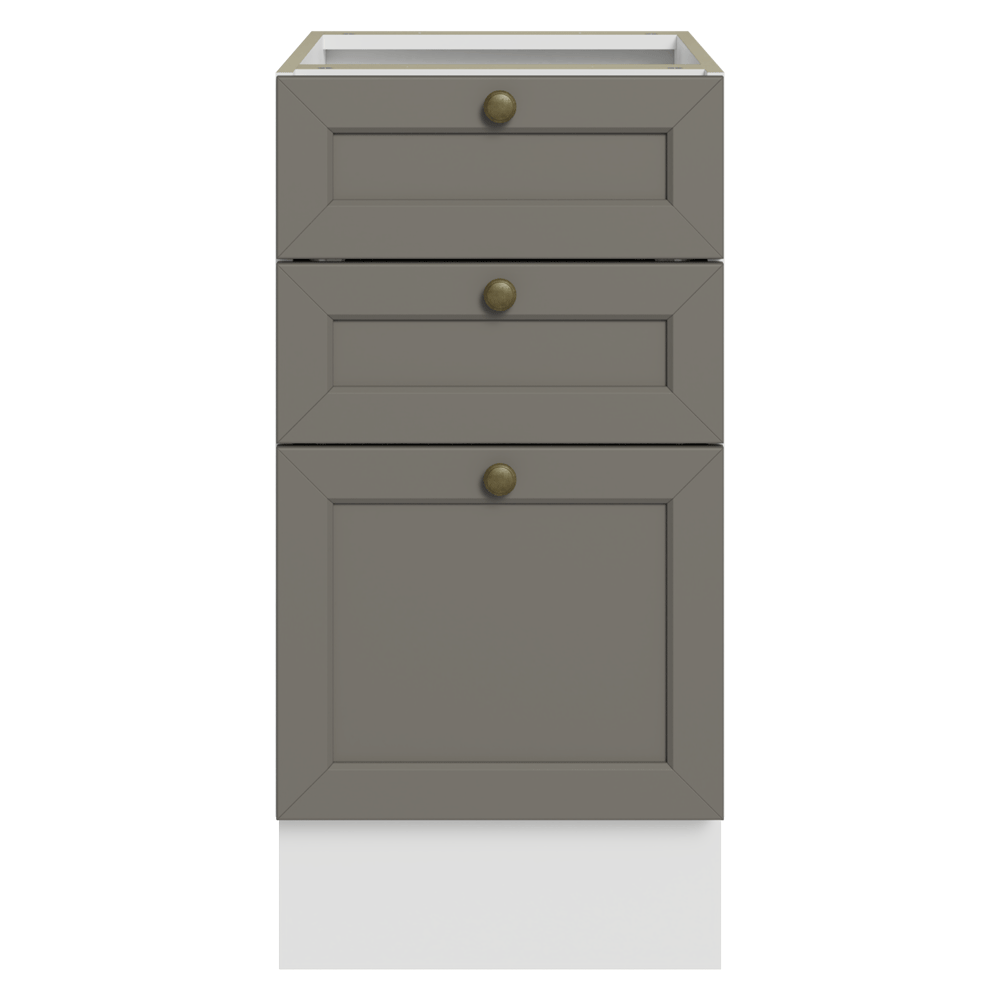 Gabinete Bajo de Cocina 40 x 60 cm 3 Cajones (Sin encimera) Blanco/Gris Vik Madesa