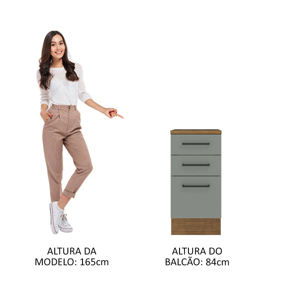 Gabinete Bajo 40 cm 3 Cajones Marrón/Gris Agata Madesa