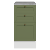 Gabinete Bajo de Cocina 40 x 60 cm 3 Cajones (Con Encimera) Blanco/Verde Vik Madesa