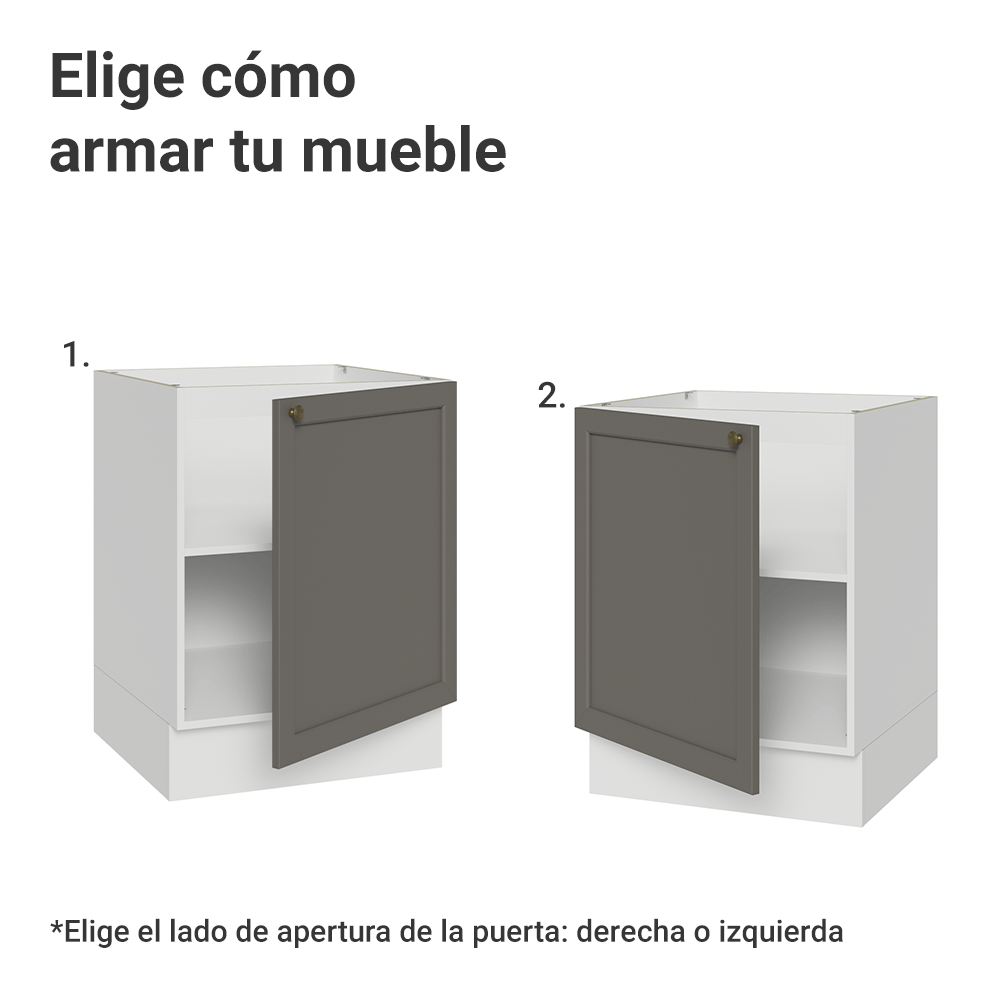 Gabinete Bajo de Cocina 60 x 60 cm 1 Puerta (Sin encimera) Blanco/Gris Vik Madesa