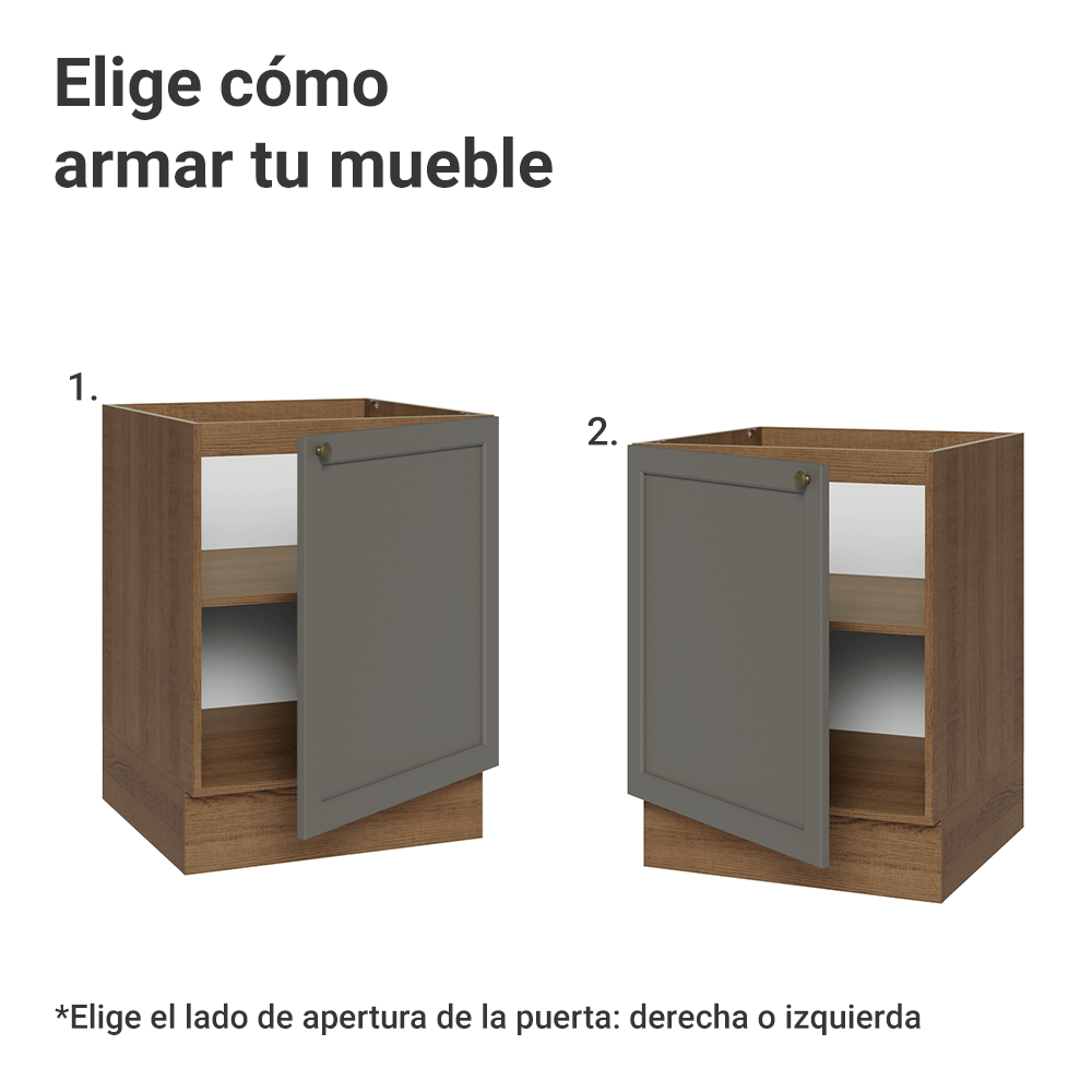 Gabinete Bajo de Cocina 60 x 60 cm 1 Puerta (Sin encimera) Marrón/Gris Vik Madesa