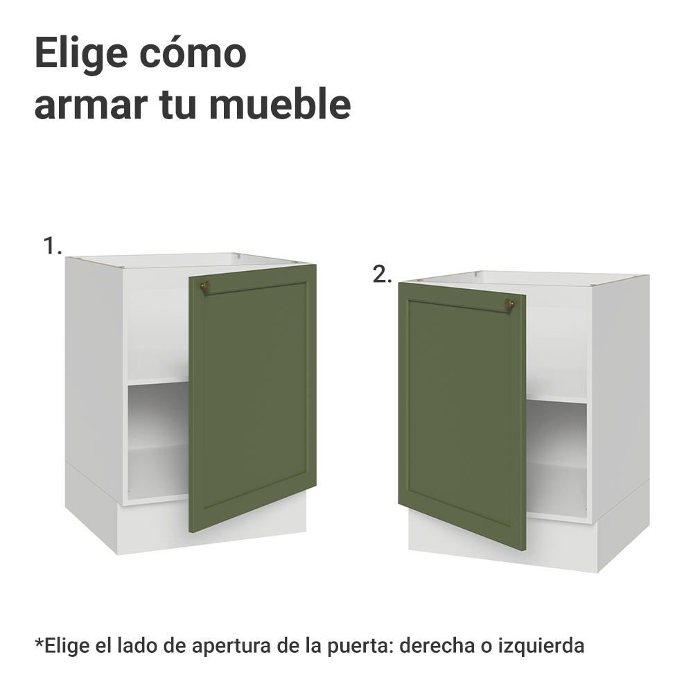 Gabinete Bajo de Cocina 60 x 60 cm 1 Puerta (Sin encimera) Blanco/Verde Vik Madesa