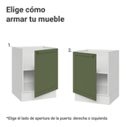 Gabinete Bajo 60 cm 1 Puerta Sin Encimera Blanco/Verde Vik Madesa