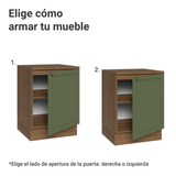 Gabinete Bajo de Cocina 60 x 60 cm 1 Puerta (Con Encimera) Marrón/Verde Vik Madesa
