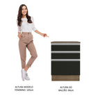Gabinete Bajo 60 cm 3 Cajones Marrón/Negro Glamy Madesa