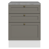 Gabinete Bajo de Cocina 60 x 60 cm 3 Cajones (Con Encimera) Blanco/Gris Vik Madesa