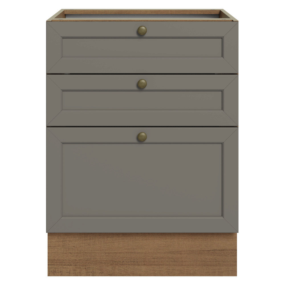 Gabinete Bajo 60 cm 3 Cajones Sin Encimera Marrón/Gris Vik Madesa