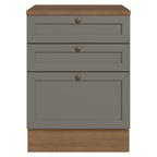 Gabinete Bajo 60 cm 3 Cajones Marrón/Gris Vik Madesa