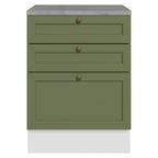 Gabinete Bajo 60 cm 3 Cajones Blanco/Verde Vik Madesa